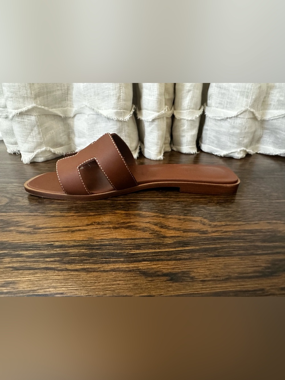 Hermes Cognac Brown Oran Slide Sandals - Picture 3 of 8